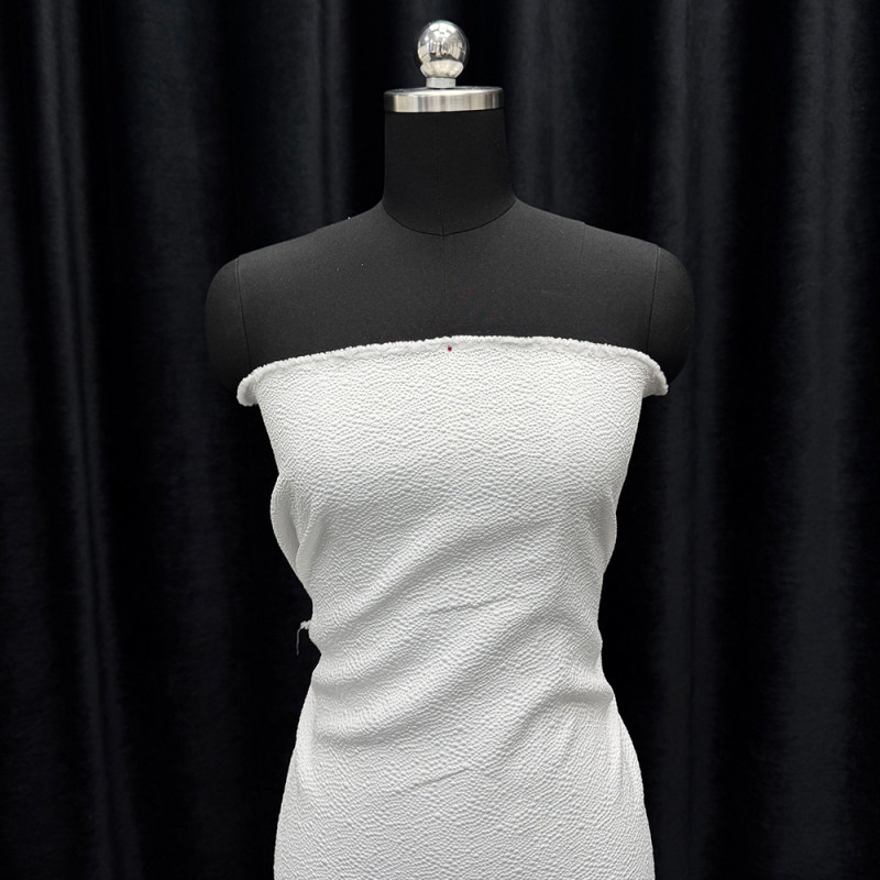 CW-55004 Ivory Minimalist Bubble Textured Jacquard Satin Fabric | 143cm